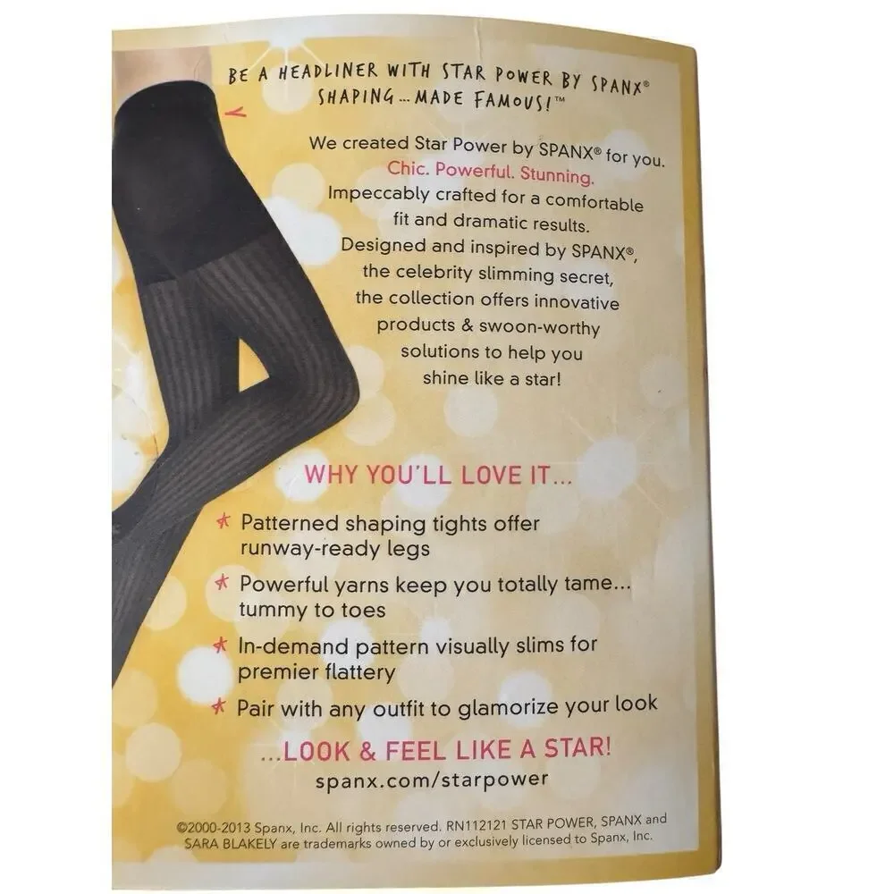 SPANX NEW Star Power 3X Ribbed Row Shaping Tights Black Slimming
